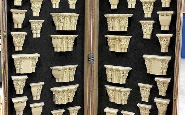 Recreación en 3D de los capiteles, gracias al escaneo realizado por la UPNA.
