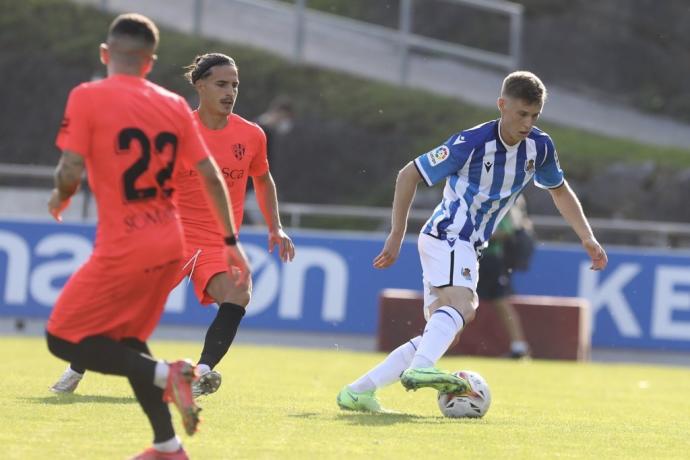 Beñat Turrientes, durante el partido de este sábado en Zubieta contra el Huesca.