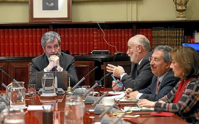 Pleno del CGPJ en 2020, con el ya dimitido Carlos Lesmes al frente. | FOTO: EFE Pleno del CGPJ en 2020, con el ya dimitido Carlos Lesmes al frente. | FOTO: EFE