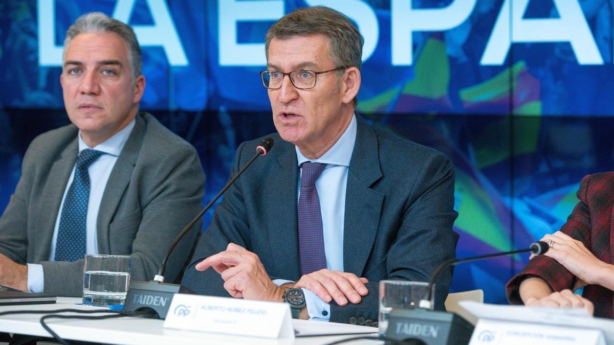 Alberto Núñez Feijóo, ayer, durante la Junta Directiva Nacional del PP.