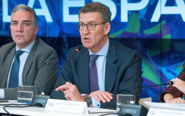 Alberto Núñez Feijóo, ayer, durante la Junta Directiva Nacional del PP.