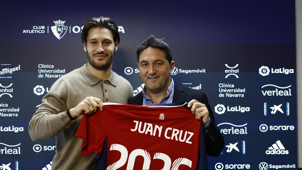 Braulio y Juan Cruz, antes de la rueda de prensa.