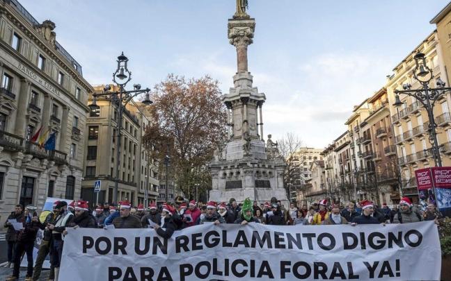 Protesta de polic&iacute;a forales durante la pasada Navidad