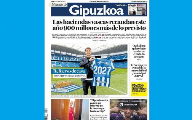 Portada de NOTICIAS DE GIPUZKOA del 15 de octubre de 2022