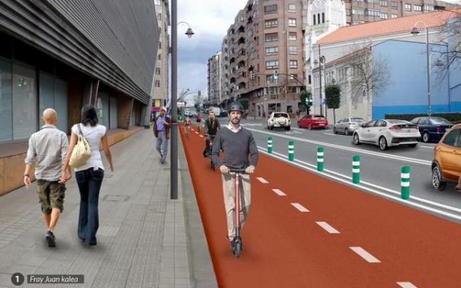 Infografía del bidegorri entre Bilbao y Barakaldo a su paso por Zorrotza. Infografía del bidegorri entre Bilbao y Barakaldo a su paso por Zorrotza.