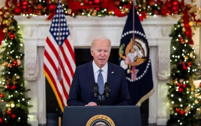 Biden, en su intervención ante los periodistas este viernes. Biden, en su intervención ante los periodistas este viernes.