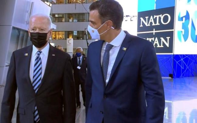 Pedro Sánchez y Joe Biden, hoy en Bruselas. Pedro Sánchez y Joe Biden, hoy en Bruselas.