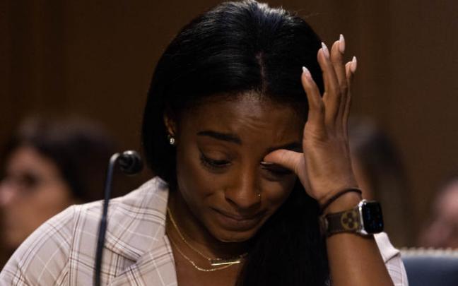 Biles, en su intervención ante el Comité Judicial del Senado de EE.UU. Biles, en su intervención ante el Comité Judicial del Senado de EE.UU.