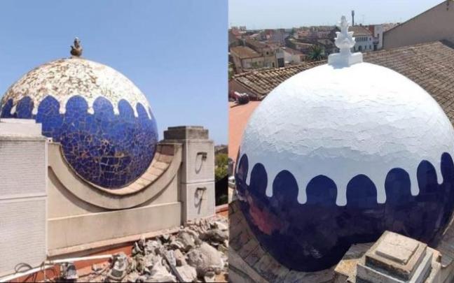 Imagen actual de la bola que corona el teatro. Imagen actual de la bola que corona el teatro.