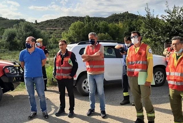 Observadores en el simulacro del incendio.