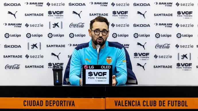 Bordalás, durante su rueda de prensa.