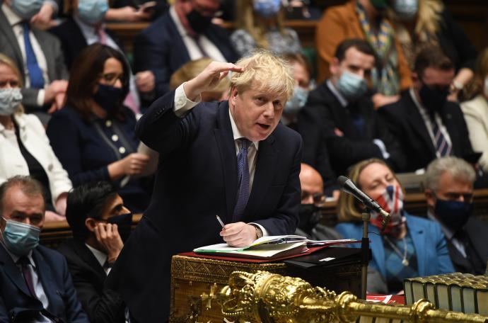 Boris Johnson durante su última intervención en la Cámara de los Comunes