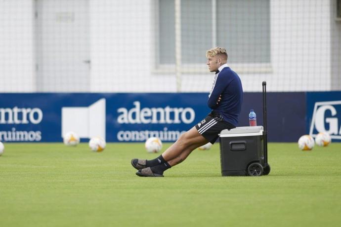 Brandon, en el entrenamiento de esta mañana en Tajonar.