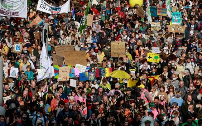 Momento de la manifestación de Bruselas