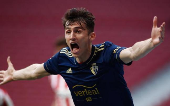 Ante Budimir, en el partido ante el Atlético de Madrid en el Wanda.