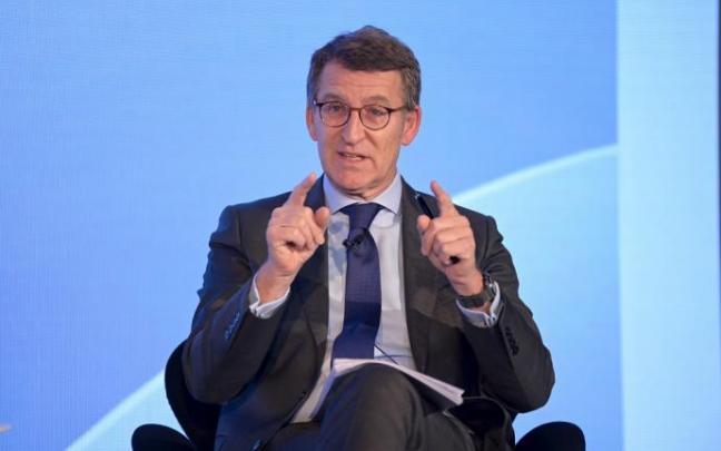 El presidente de la Xunta, Alberto Núñez Feijoo, interviene en la presentación del Plan Estratéxico 2022-2030 para Galicia