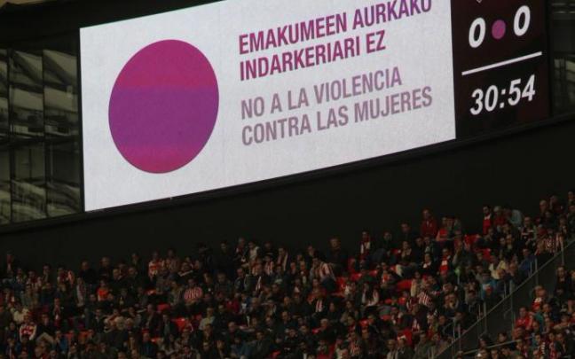 Mensaje en San Mamés contra la violencia de género Mensaje en San Mamés contra la violencia de género