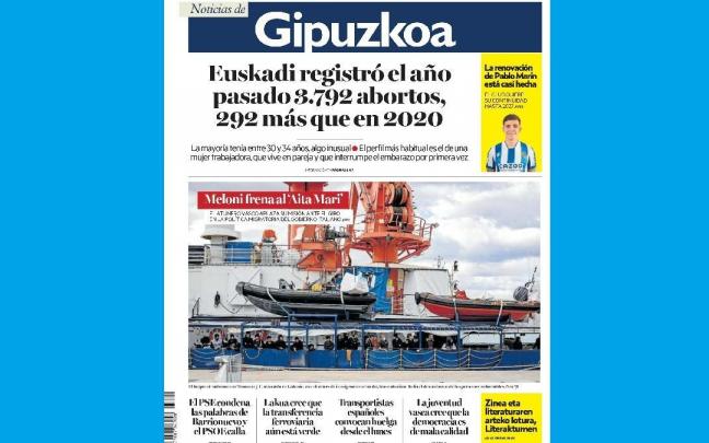 Portada de NOTICIAS DE GIPUZKOA del 8 de noviembre de 2022