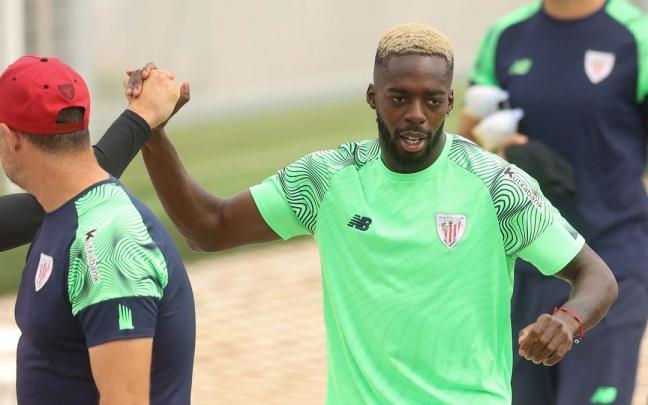Iñaki Williams durante el entrenamiento de este viernes