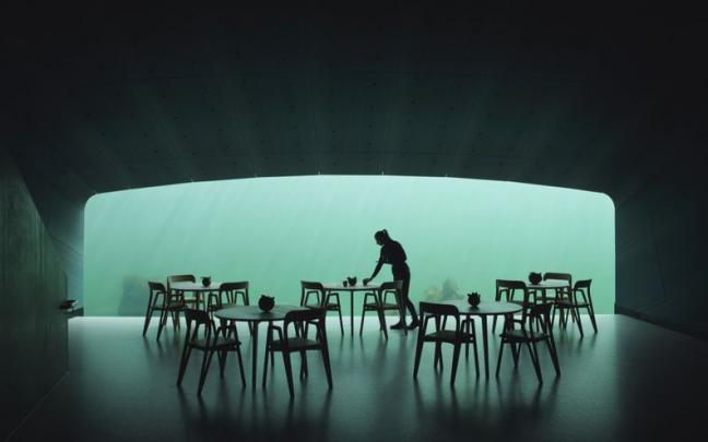 Vistas desde el comedor de Under a las aguas del Mar del Norte.