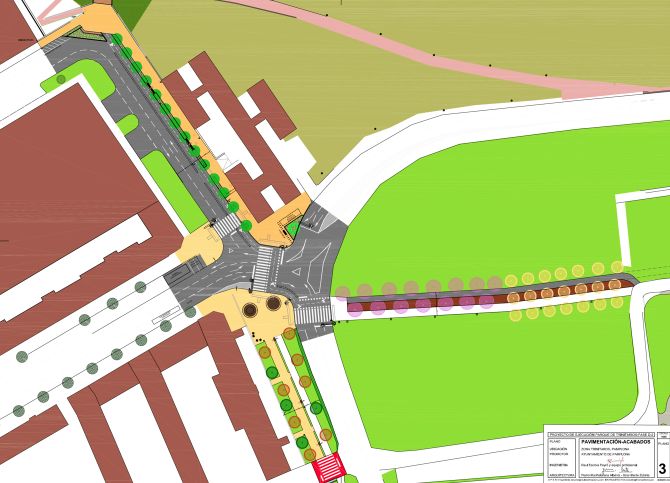Plano del proyecto de carril bici en Trinitarios.