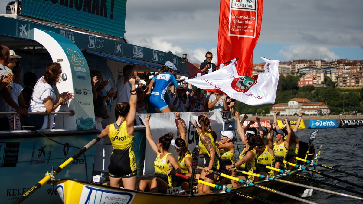 Orio celebra la victoria lograda el sábado en Getxo.