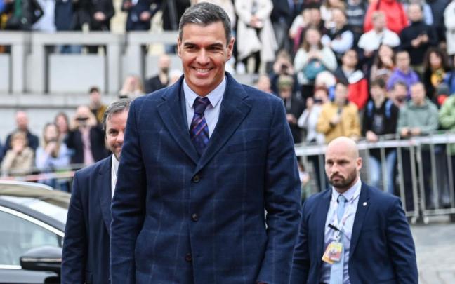 Pedro S&aacute;nchez, ayer jueves a su llegada a Praga