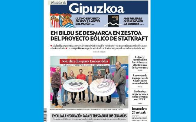 Portada de NOTICIAS DE GIPUZKOA de este 9 de noviembre de 2022 Portada de NOTICIAS DE GIPUZKOA de este 9 de noviembre de 2022