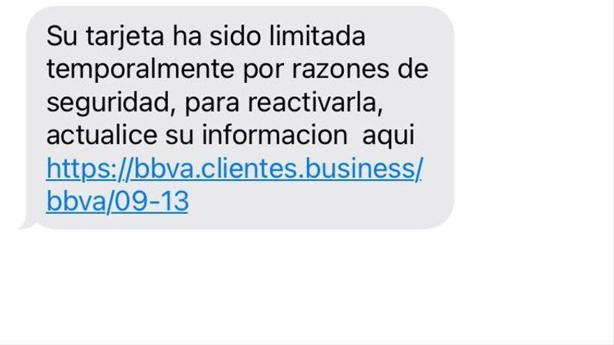 SMS fraudulento recibido por una vecina de Gasteiz.