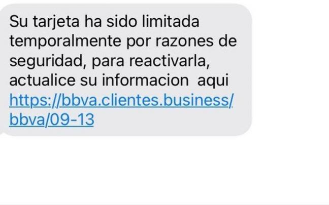 SMS fraudulento recibido por una vecina de Gasteiz. SMS fraudulento recibido por una vecina de Gasteiz.
