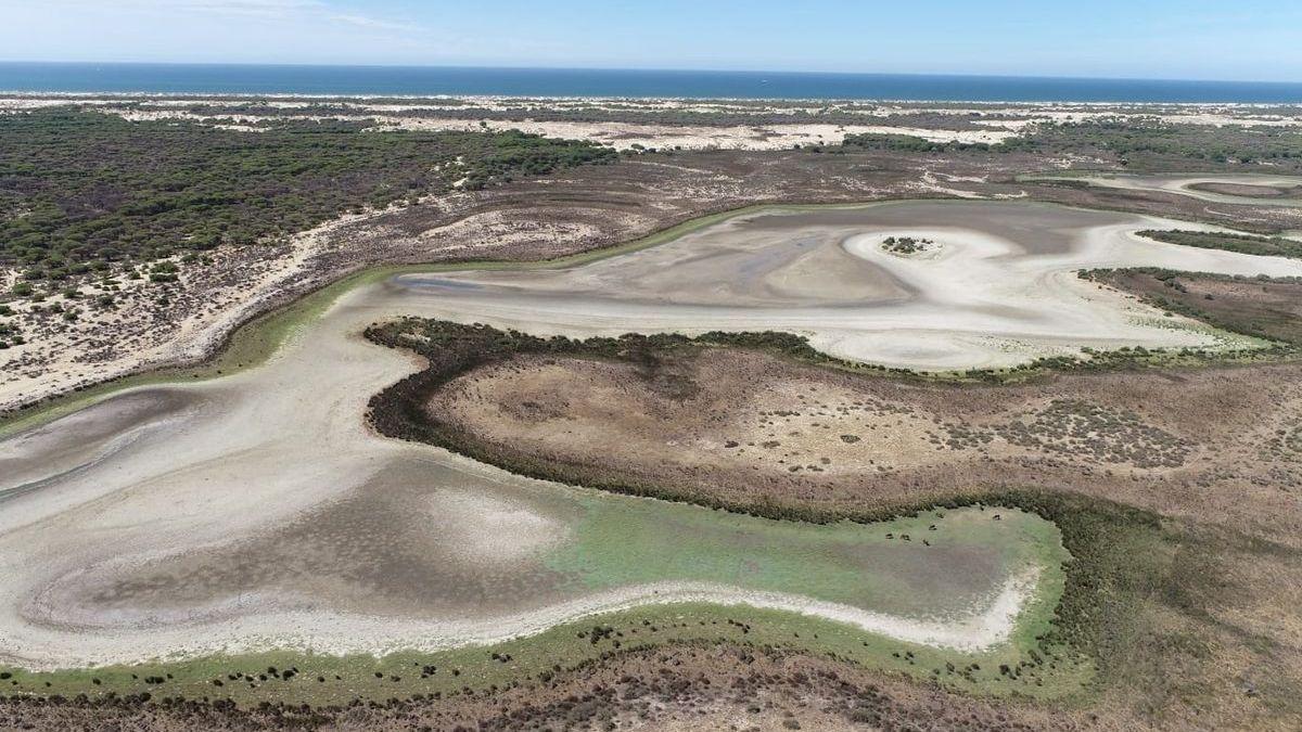 La laguna de Santa Olalla totalmente seca.