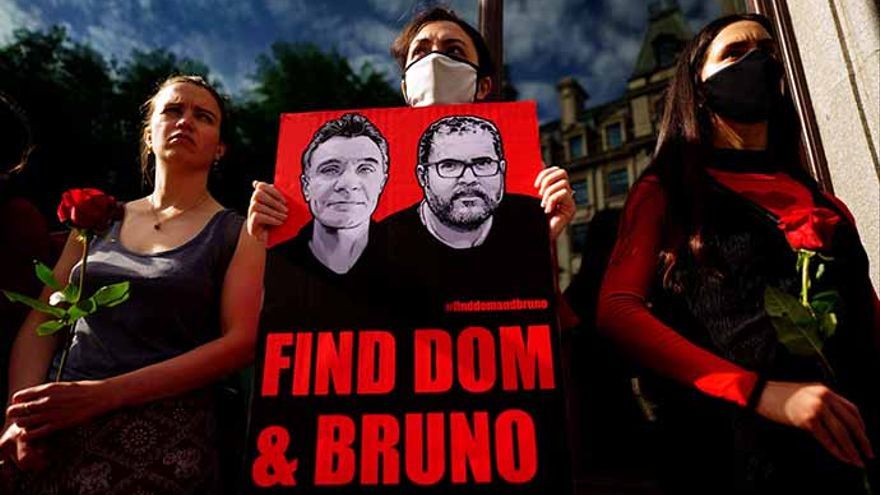Protesta en Londres en apoyo a Dom Phillips y Bruno Araújo.