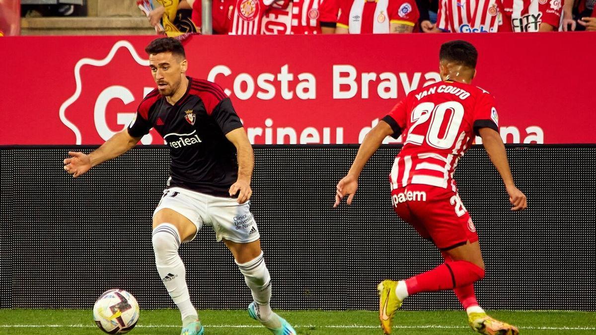 Kike Barja, en el partido de Liga de esta temporada en Girona.