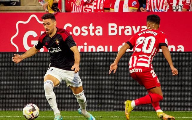 Kike Barja, en el partido de Liga de esta temporada en Girona.