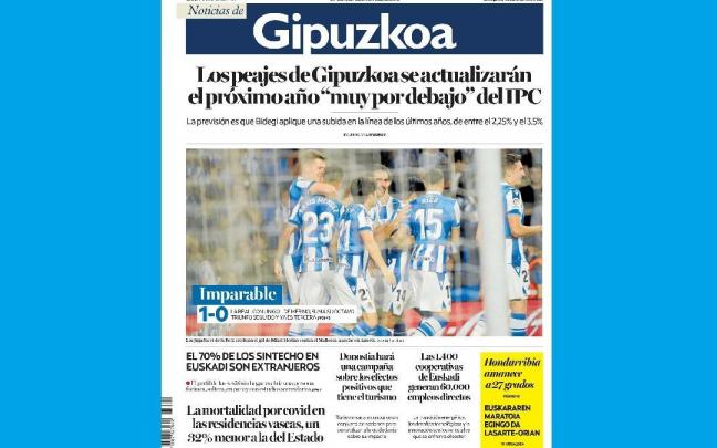 Portada de NOTICIAS DE GIPUZKOA del 20 de octubre