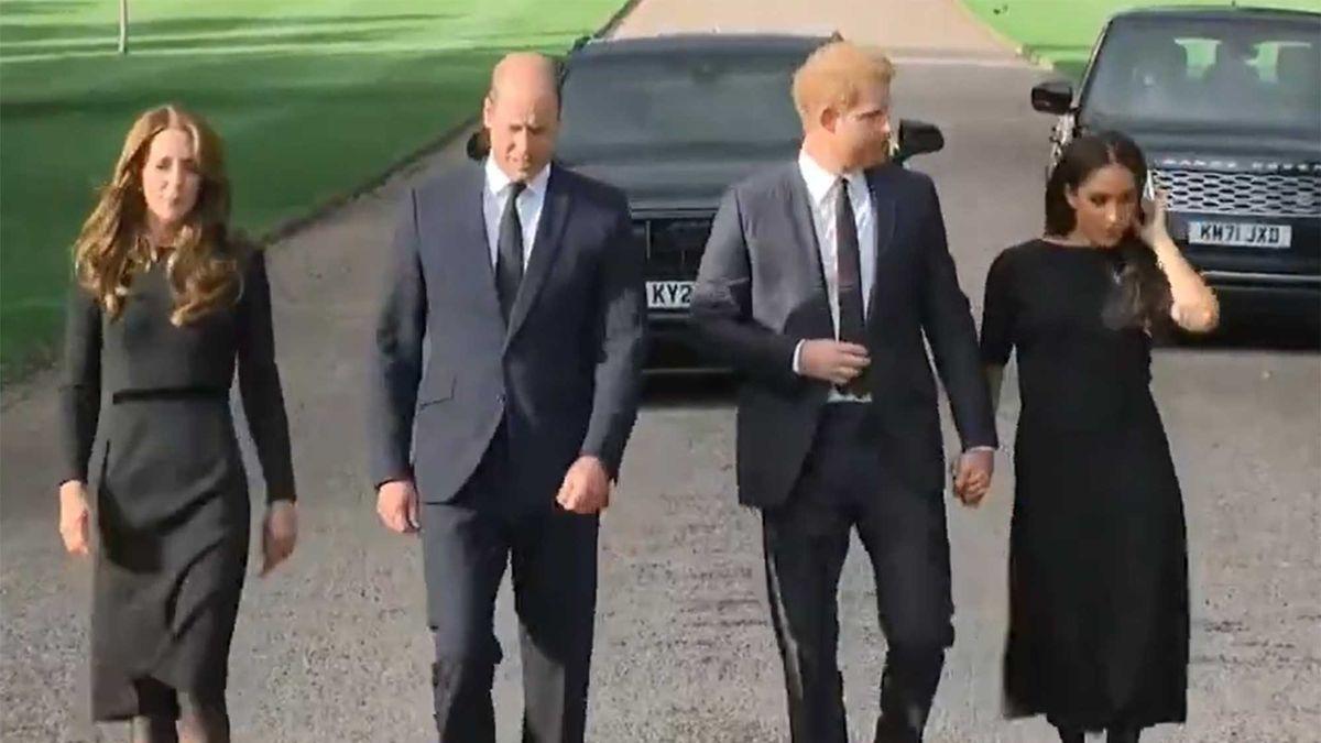 Guillermo y Enrique con sus respectivas esposas, Catalina y Meghan.