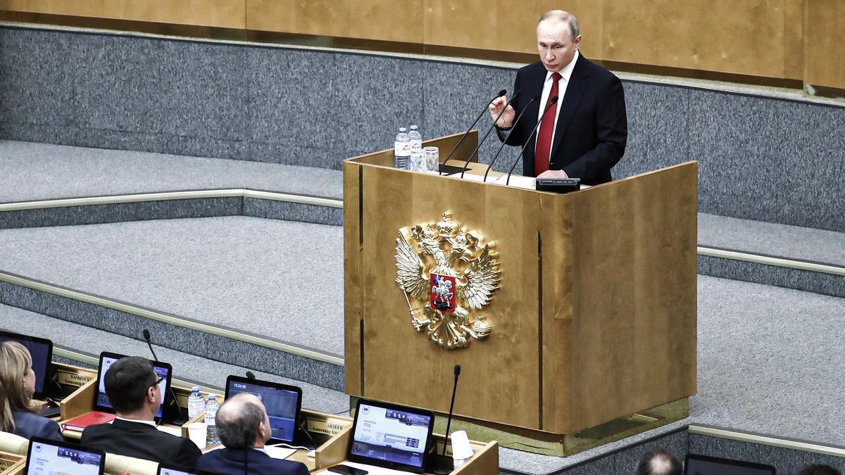 Putin, durante una invervención ante la Duma.