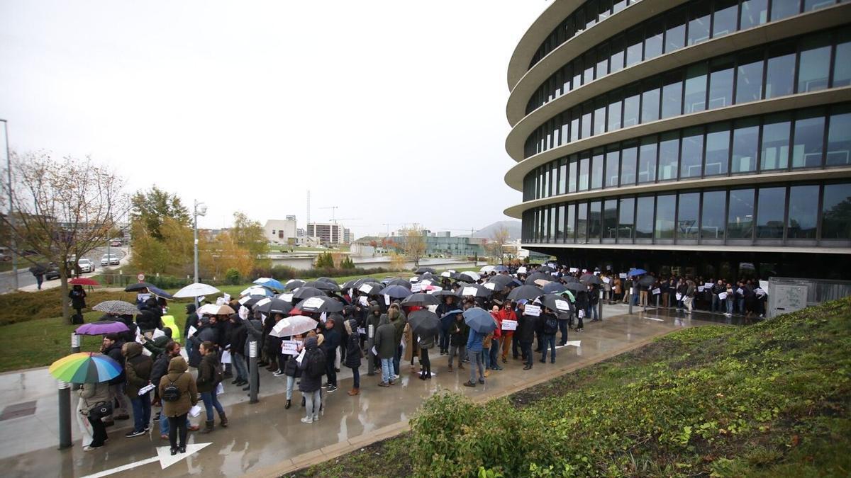 Protesta de la plantilla de Siemens Gamesa en Sarriguren.
