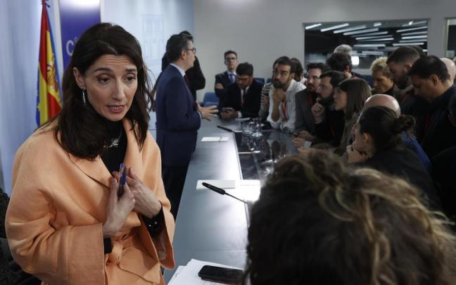 Pilar Llop tras la rueda de prensa del Consejo de Ministros.
