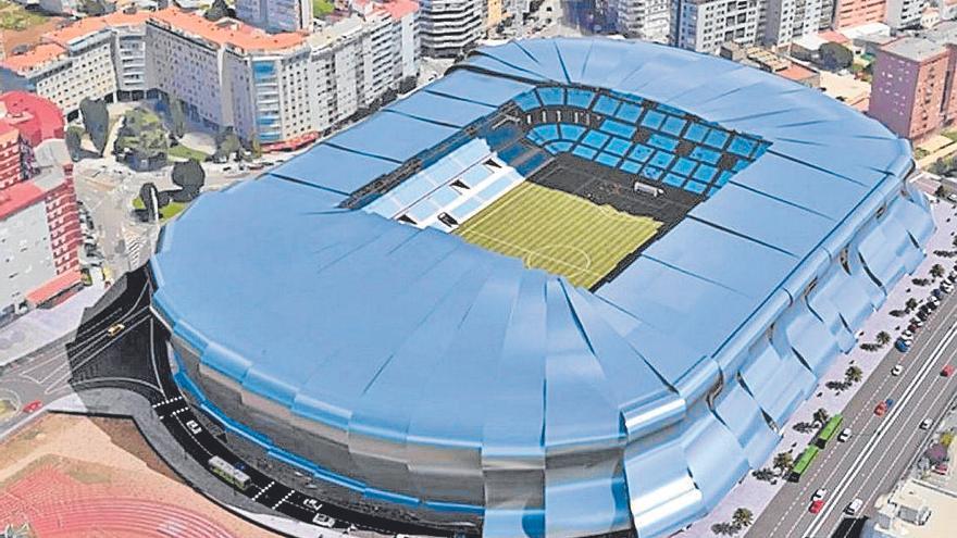 Imagen aérea virtual del proyecto del estadio vigués, una vez que finalicen los trabajos.