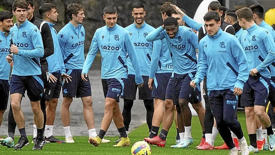 Ander Barrenetxea, en el entrenamiento de ayer en Zubieta.