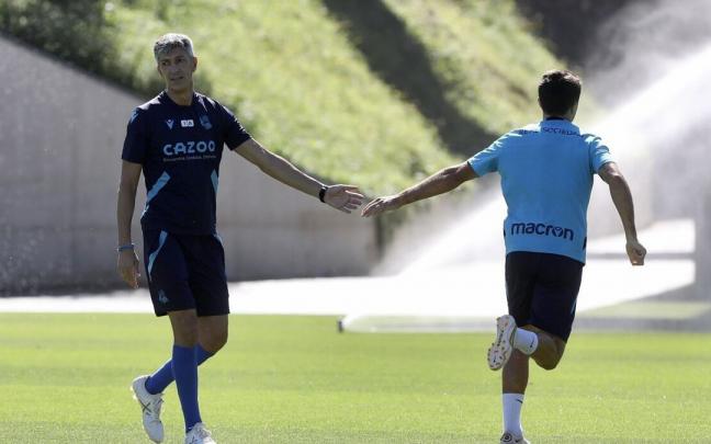 Imanol Alguacil, en un entrenamiento de la Real Imanol Alguacil, en un entrenamiento de la Real