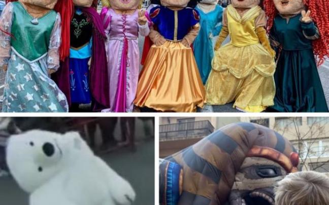 Las princesas Disney (creemos que son Ariel, Ana, Rapunzel, Blancanieves, Elsa, Bella y Mérida), el oso torcido y la momia. Las princesas Disney (creemos que son Ariel, Ana, Rapunzel, Blancanieves, Elsa, Bella y Mérida), el oso torcido y la momia.