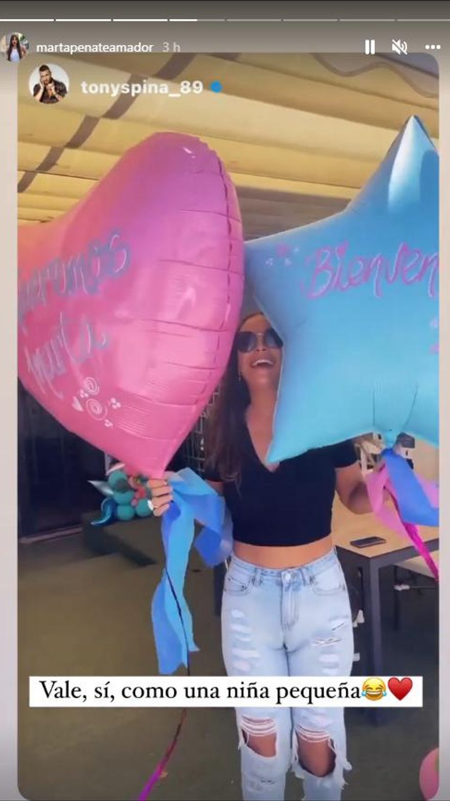 Marta Peñate en su sorpresa organizada por Tony Spina.