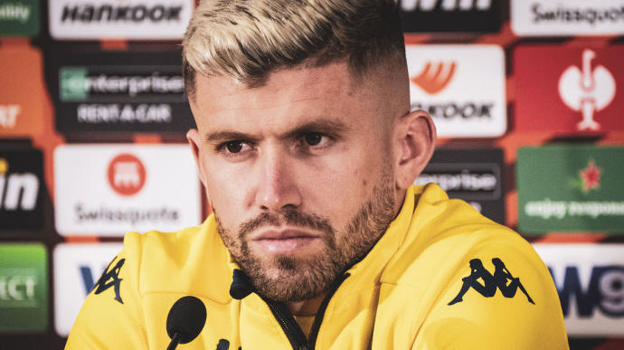 Caio Henrique, durante la rueda de prensa que ha ofrecido esta tarde en el Estadio Luis II.