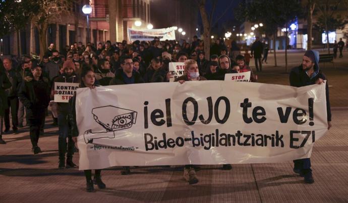 Manifestación este viernes en Barañáin en protesta contra la instalación de 19 cámaras de videovigilancia.