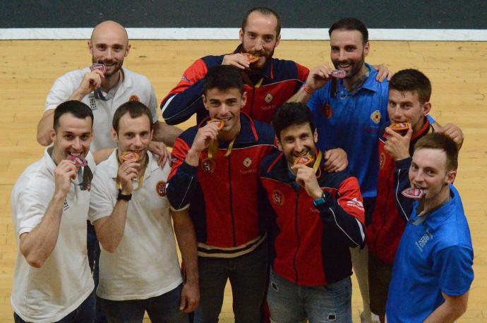 Todos los finalistas navarros. De izquierda a derecha, Mikel Sanz, Alfonso Echavarren, Javier Labiano, Iker Espinal, Ibai Barón, Rubén Ayarra, Eneko Yoldi, Isaac Ciáurriz y Joseba Aldave.