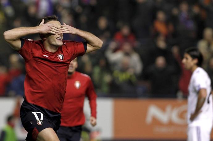 Camuñas, celebrando su gol contra el Real Madrid.