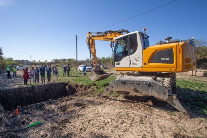 Inicio de las obras de ampliación de la primera fase del Canal, a su paso por Lerín el pasado octubre.