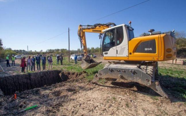 Inicio de las obras de ampliación de la primera fase del Canal, a su paso por Lerín el pasado octubre.
